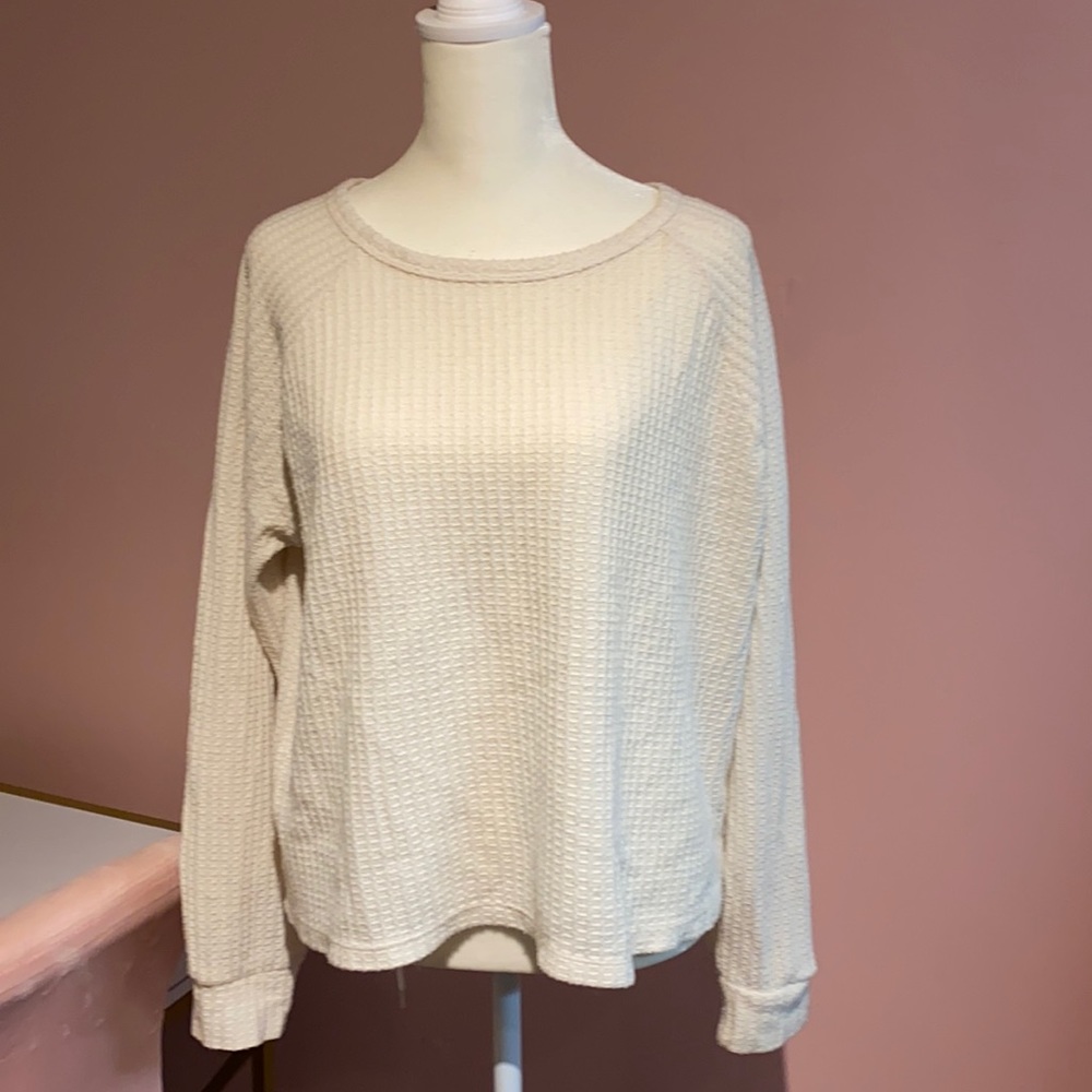Long sleeve waffle knit top